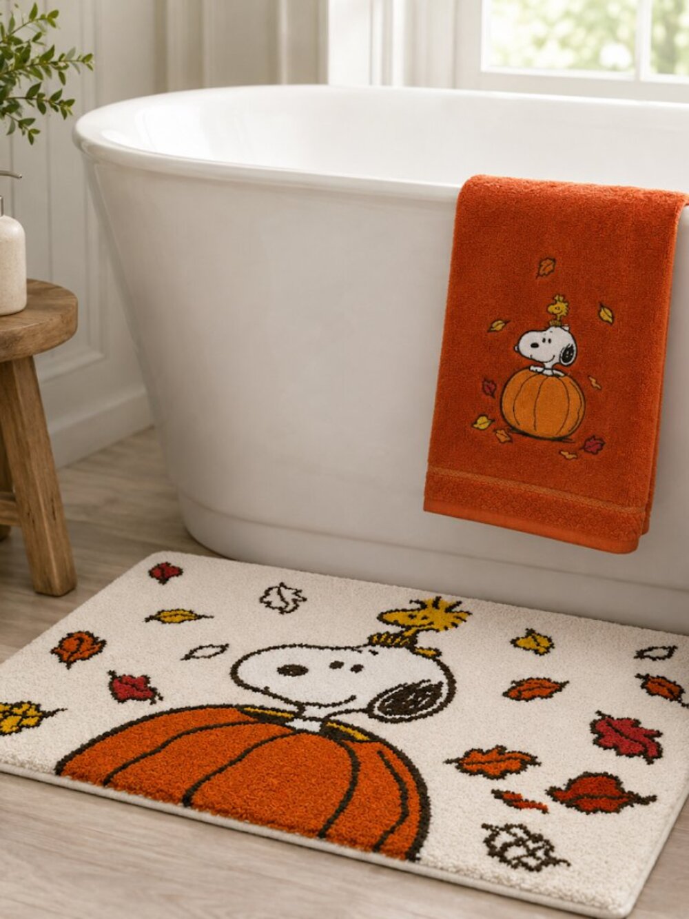 Fall Peanuts Snoopy & Woodstock Pumpkin 20" x 30" Throw Rug